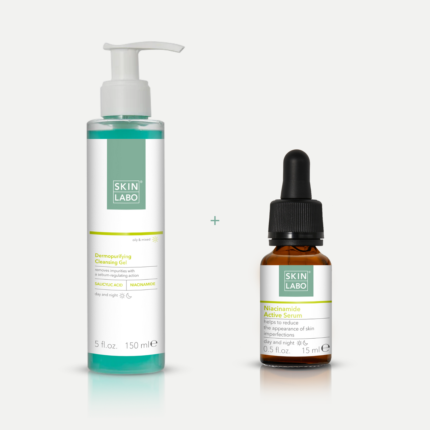 GEL NETTOYANT DERMO-PURIFIANT VISAGE + SÉRUM VISAGE NIACINAMIDE